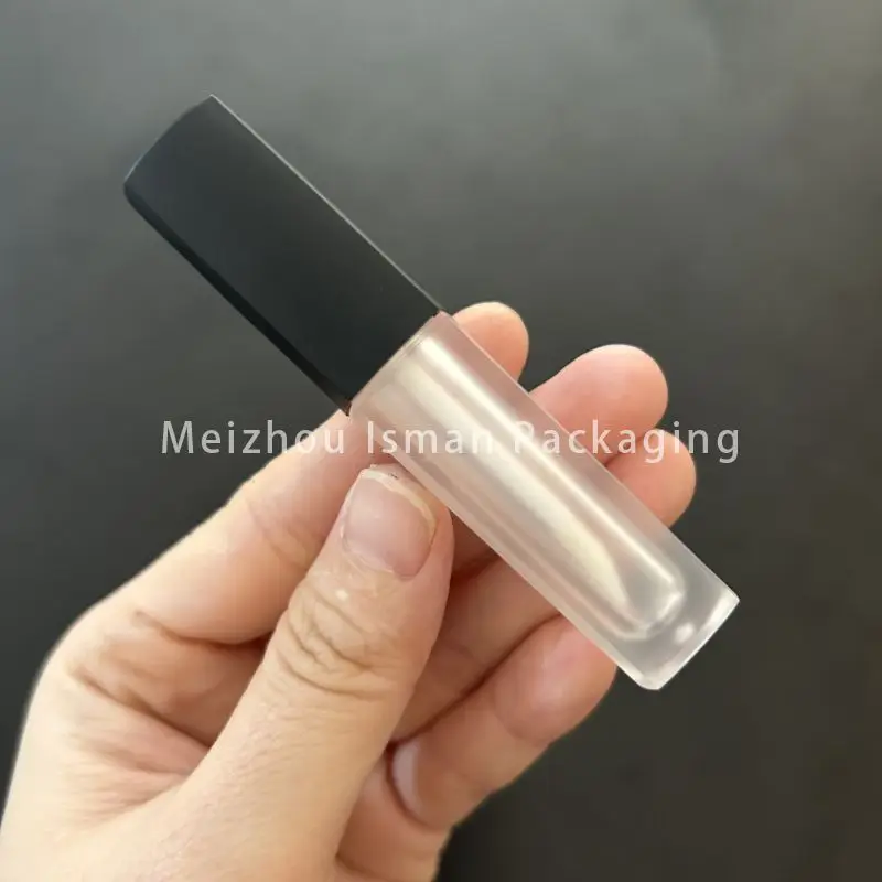 

50Pcs empty square black lip gloss container tubes clear frosted liquid lipstick lipgloss packaging with wands brush 2.5ml