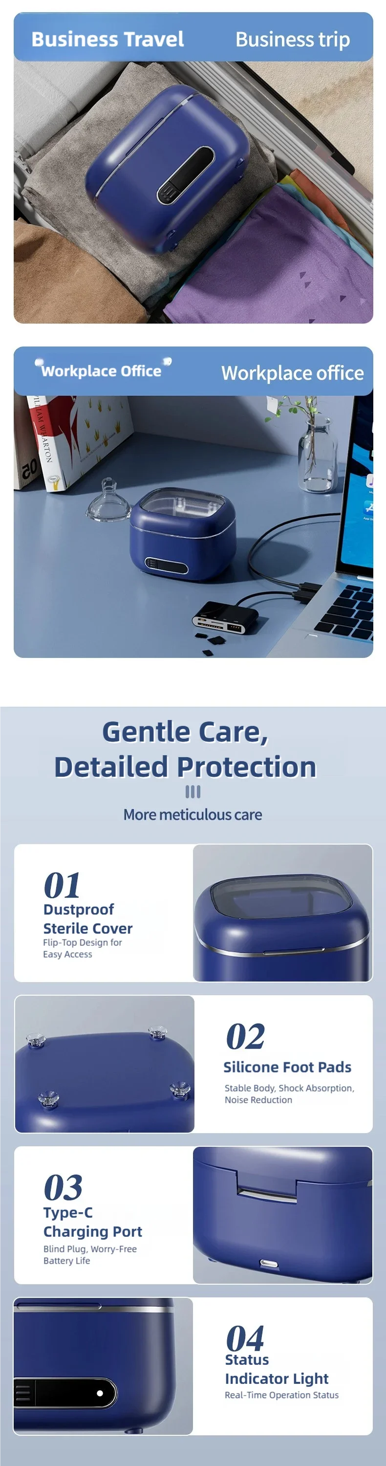 TINSOL 50kHZ Ultraschallreiniger USB-Aufladbarer Mini-Hochfrequenz-Vibrationsreiniger Geeignet für die Reinigung von Schmuck und Zahnprothesen – Detail 9