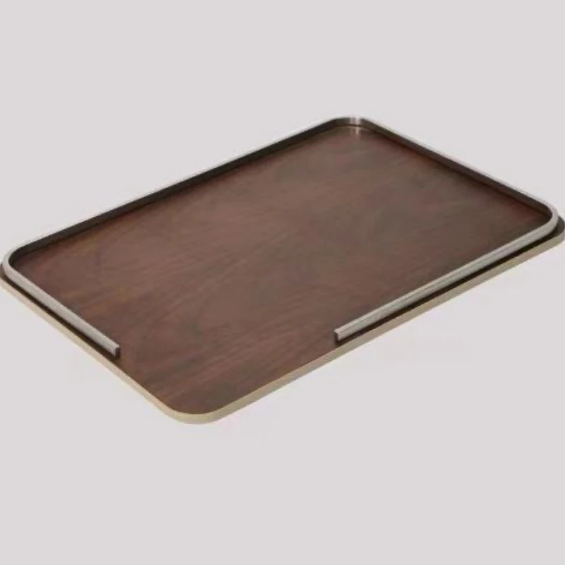 

Деревянный поднос для хранения, подносы цвета натурального дерева, кухонные аксессуары для хранения из нержавеющей стали, многофункциональный органайзер для столовых приборов для гостиной