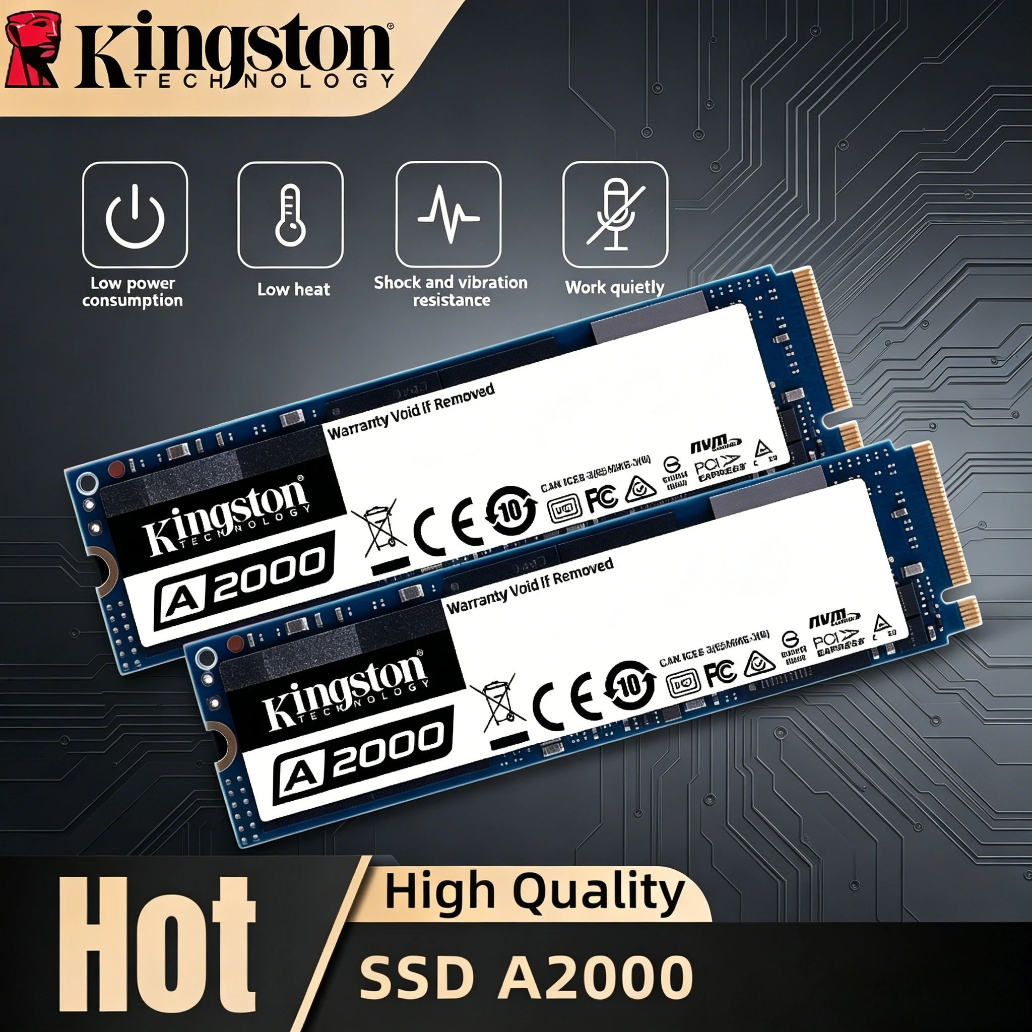 Kingston SSD A2000 NVMe PCIe M.2 2280 250GB 500GB 1TB Internal Solid State Drive Hard Disk For PC Notebook Desktop