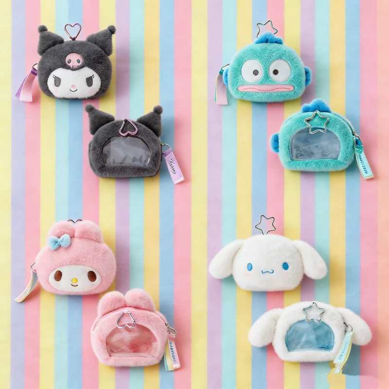 

Милые прозрачные плюшевые кошельки-брелоки с персонажами Hello Kitty, Cinnamoroll, My Melody, Kuromi