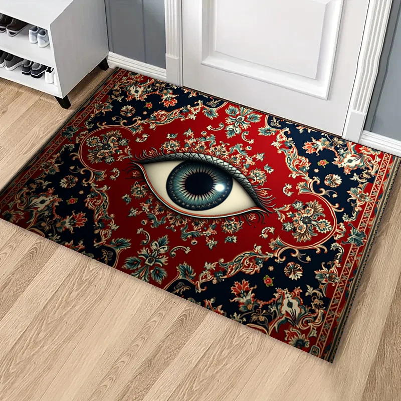 RAKKS Vintage marokkanischer Flanell große Augen dekorativer Teppich Veranda Fußmatte Fußmatte Badezimmer kleine Bodenmatte Schlafzimmer vielseitiger Teppich.