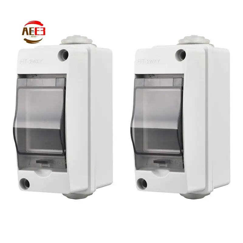 AEE3-Distribution Protection Box, Waterproof Transparent Cover 3 DIN Rail Outdoor Distribution Junction Box 2Pcs