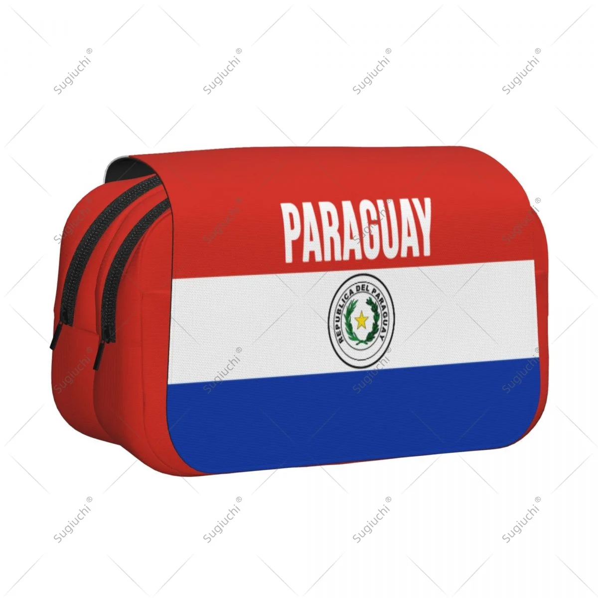 Pencil Case Scissors Bags 3D Paraguay Flag Double-layer Oxford Cloth Stationery Storage Pen Box Case