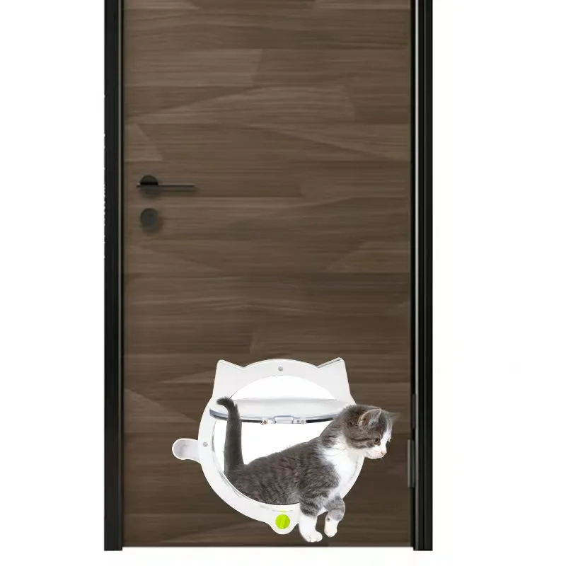 4 Ways Lock Cat Small Dog Flap Door Puppy Door for Interior Exterior Door Screen Window Lockable Safe Dog Gate Door Pet Supplies