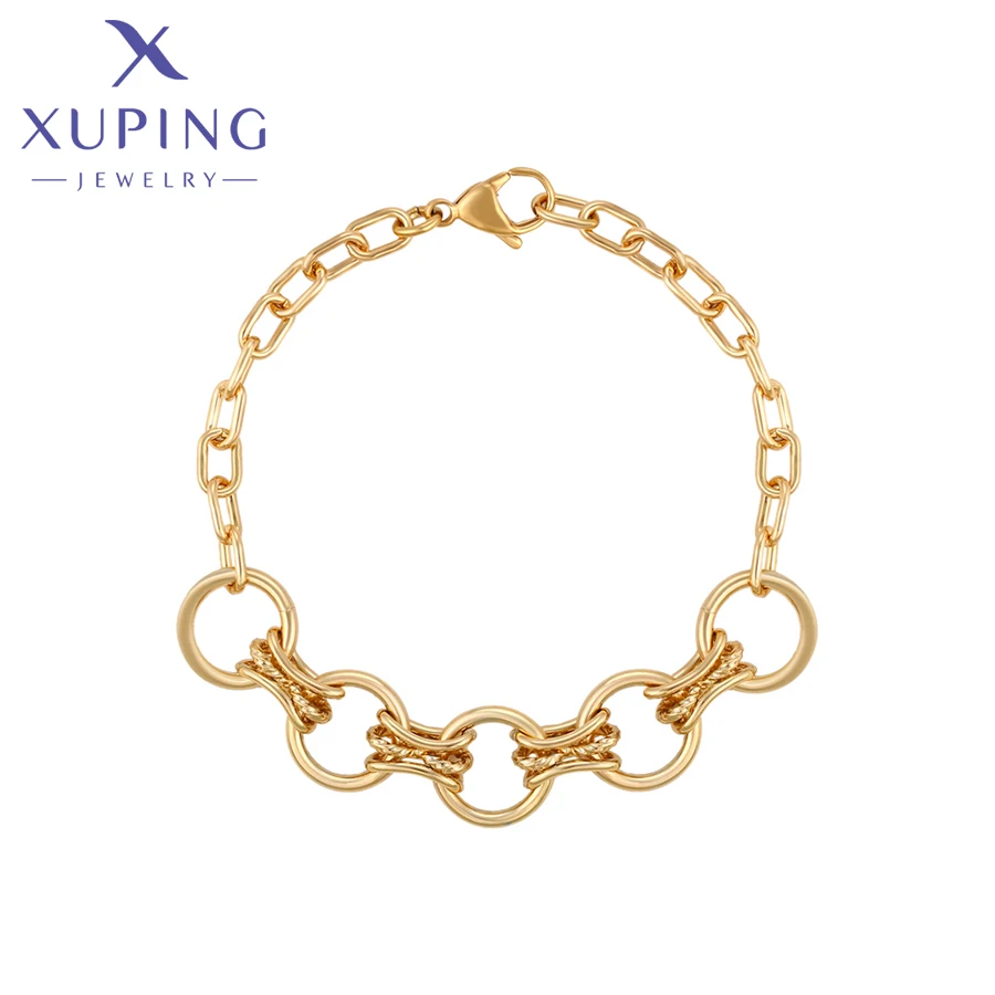 Xuping Jewelry New Arrival Simple Copper Alloy 20cm European Style Fashion Women Bracelet Gold Color X000971590