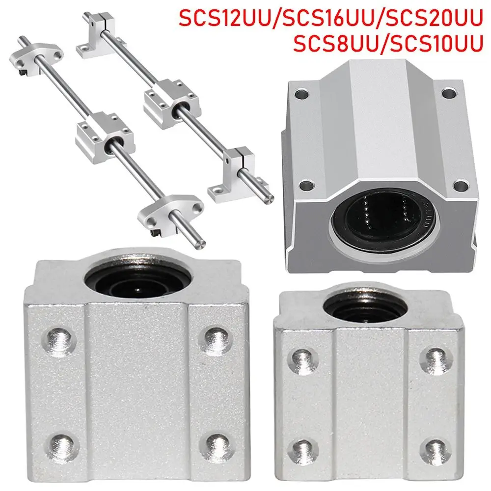 SCS8UU SCS10UU SCS12UU Linear Ball Bearing CNC Router SCS16UU SCS20UU Slide Bushing Block Aluminium Lightweight Guild Rail Shaft