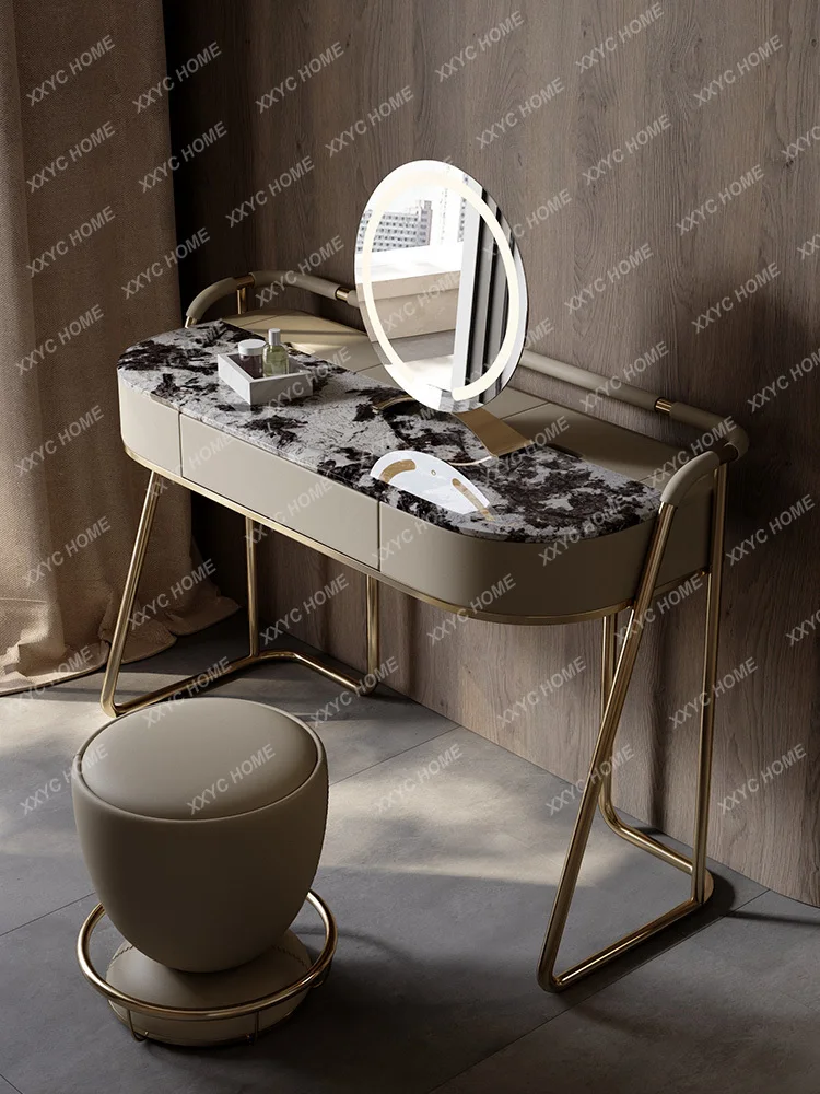 Light Luxury Natural Marble Dresser Designer Original Villa High-End Bedroom Luxury Stone Makeup Table