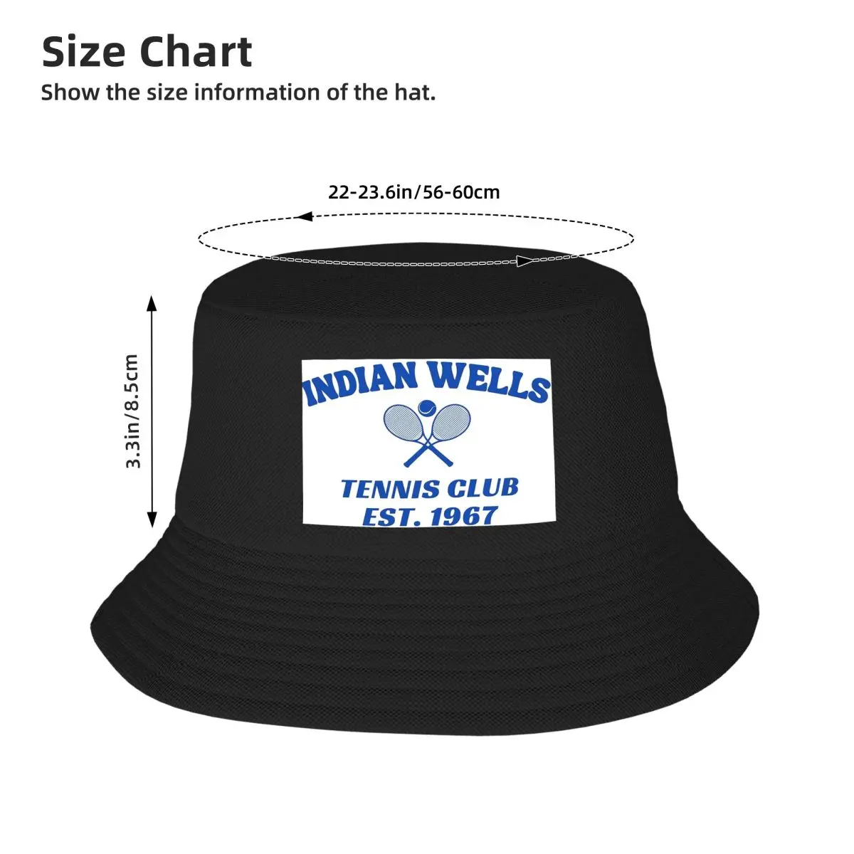 Indian Wells Tennis Club Est. 1967 Bucket Hats Panama Hat Children Bob Hats Cool Fisherman Hats Summer Beach Fishing Unisex Caps