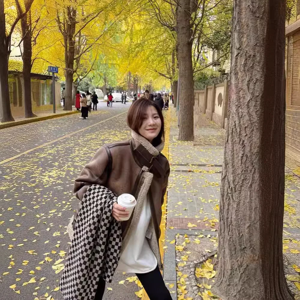 

Куртка из овечьей шерсти Harajuku, модная женская кофейная, коричневая, коричневая, бежевая, нейтральный, земляной тон, натуральный цвет, теплый оттенок, землистый оттенок, органический GF