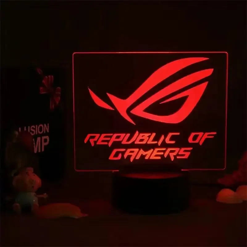 ROG Figure Belief Ornaments Republic Of Gamers RGB LED Gamer Cabinet Acrylic Lighting Base ROG Gift USB interface