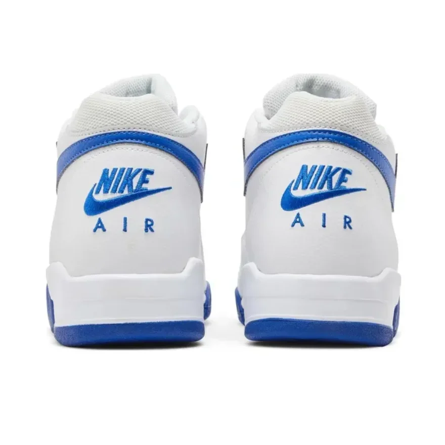 NIKE New listing Flight Legacy Classic Retro Mid-top Basketball Shoes Comfortable Shock Absorption Men's White and Blue Colorway