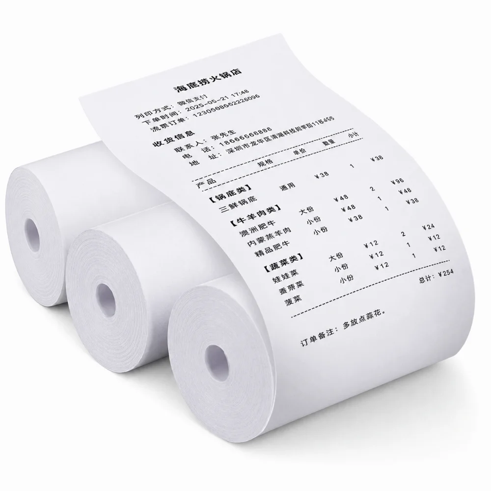 10Pcs 57x40mm Thermal Paper Roll Clear Printing White Receipt Paper Roll Smooth Feed Printer Paper Roll