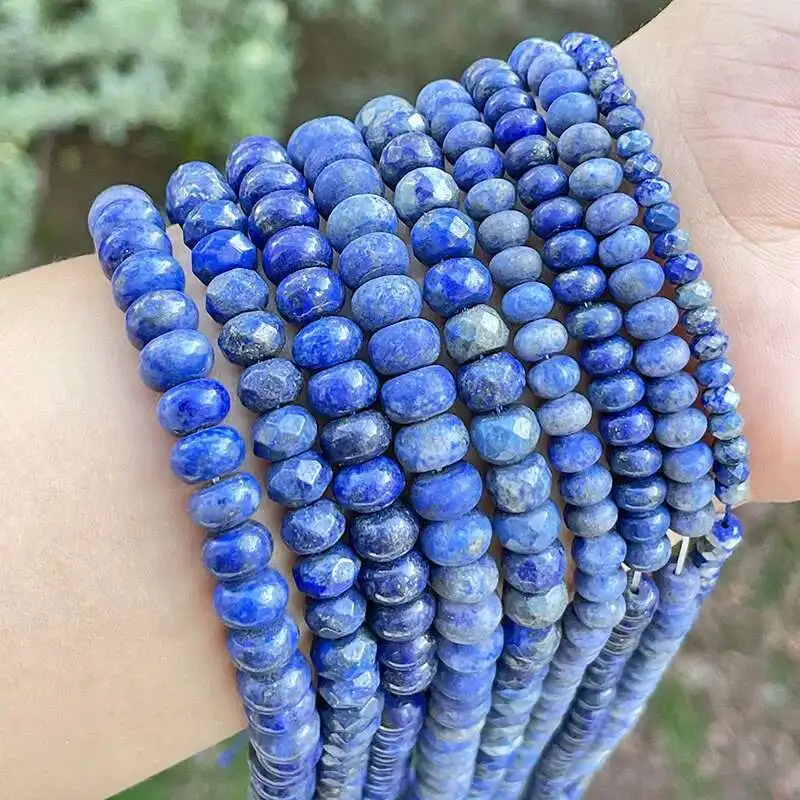 

3x6mm 4x8mm Natural Lapis Lazuli Rondelle Stone Beads For DIY Necklace Bracelets Jewelry Making Strand 15 Inches Free Shipping