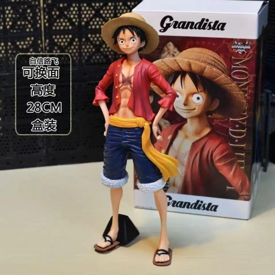 Figurine en PVC One Piece, Smiley confiant, Luffy, visage à trois formes, Proxy Butter, modèle d'action, présentoir, cadeau de décoration, 28cm