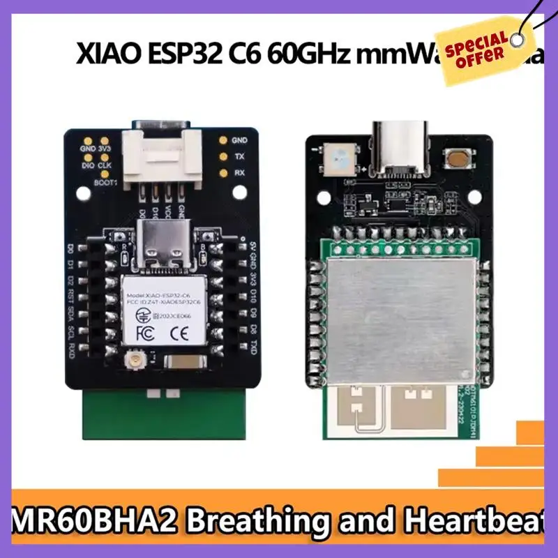 -A96Z XIAO ESP32 C6 60Ghz Mmwave Radar Breathing & Heartbeat Detection Sensor MR60BHA2 Esphome Home Assistant For Seeedstudio