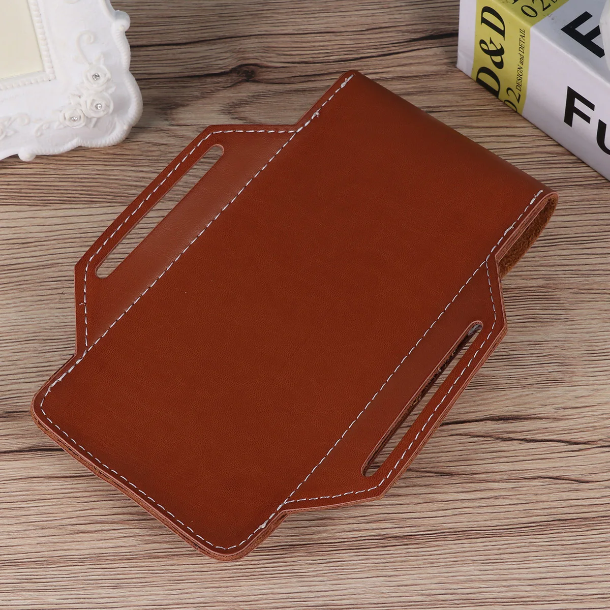 

Phone Waist Bag Brown Outdoor Multifunctional Anti-Lost Storage Durable PU Metal Sport Waist Bag Running Riding Walking