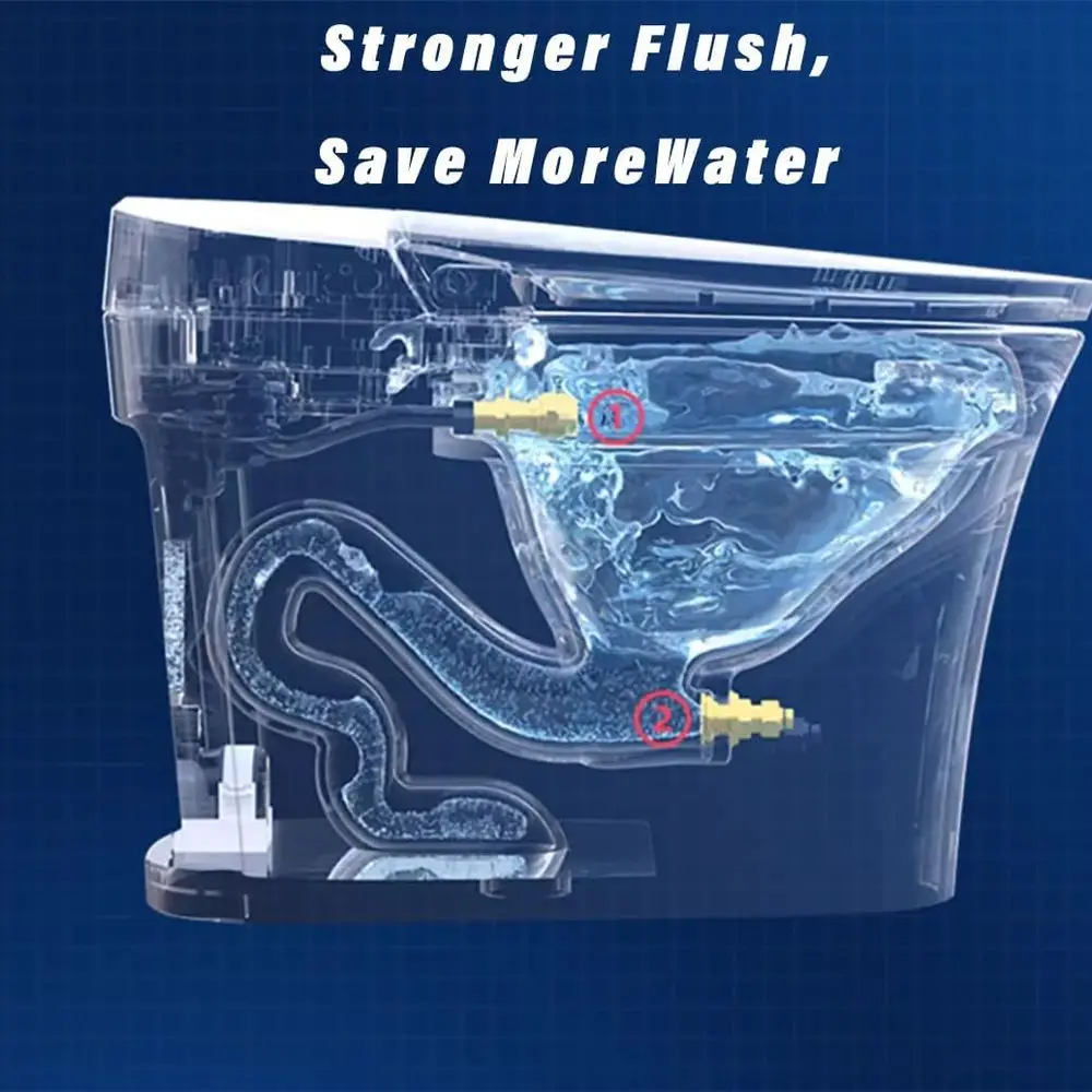 비데가 내장된 스마트 변기, 자동 세척/발 센서, 온열 시트, 온수 및 건조 공기, 자가 세척 강력 플러시