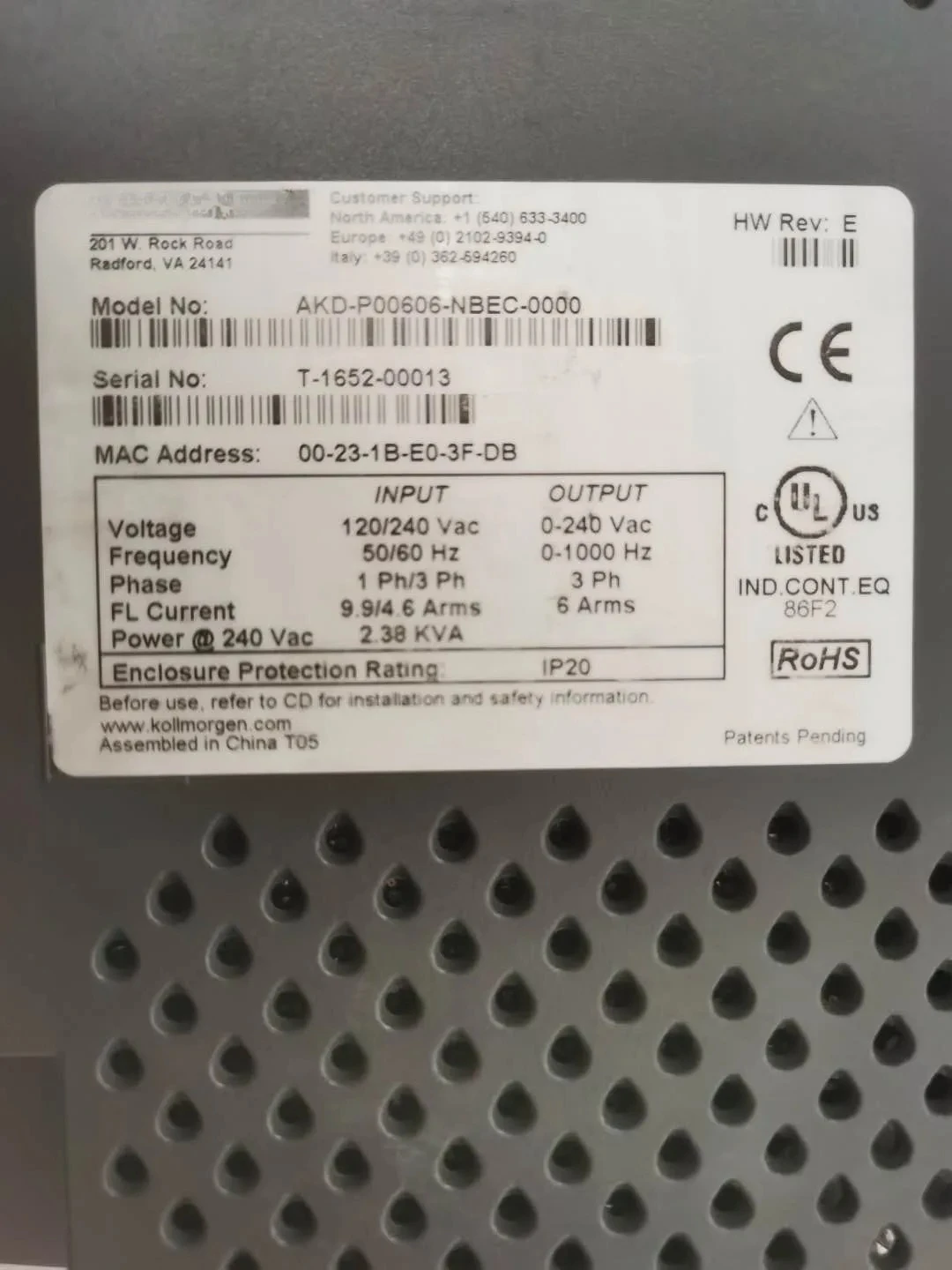 Servo drive AKD-P00606-NBEC-0000