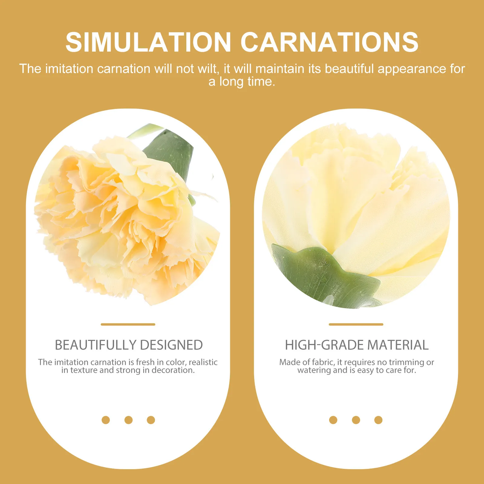 6Pcs Delicate Simulation Carnation Stems Artificial Flowers Indoor Decor Flower Arrangement Craft DIY Prop Eternal Flower