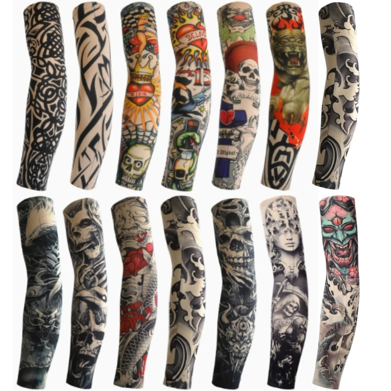 

1 piece of tattoo covered sleeve with floral armband, tattooed for men and women, summer cycling, driving, sun shading, armband