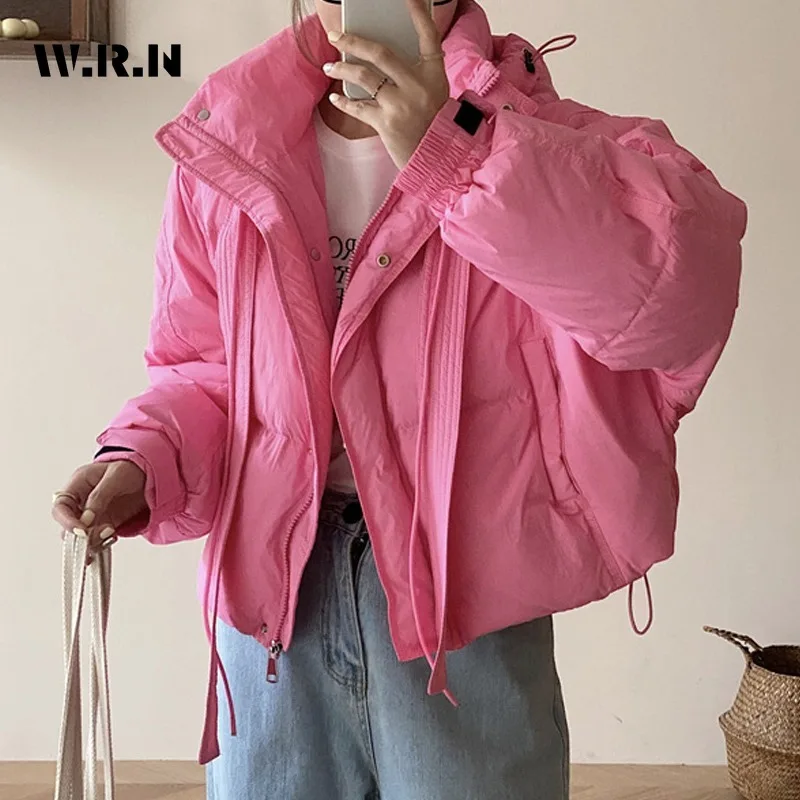 Women Casual Sweet Long Sleeve Zipper Parkas 2023 Autumn Winter Hooded Oversized Outerwear Jacket Fashion Warm Solid Color Coat