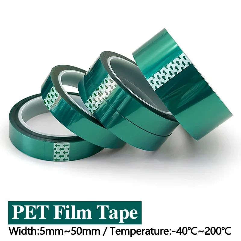 Green PET Film Tape 3mm ~ 50mm High Temperature Heat Resistant PCB Solder SMT Plating Shield Insulation Protection Tapes Strips