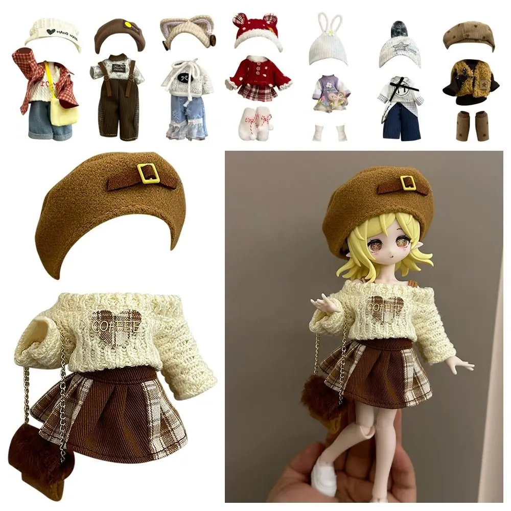Points BJD Material OB11 Doll Clothes Bear Ears Rabbit Ears Doll Clothes Set Hooded Cloak Doll Accessories Display Accessories