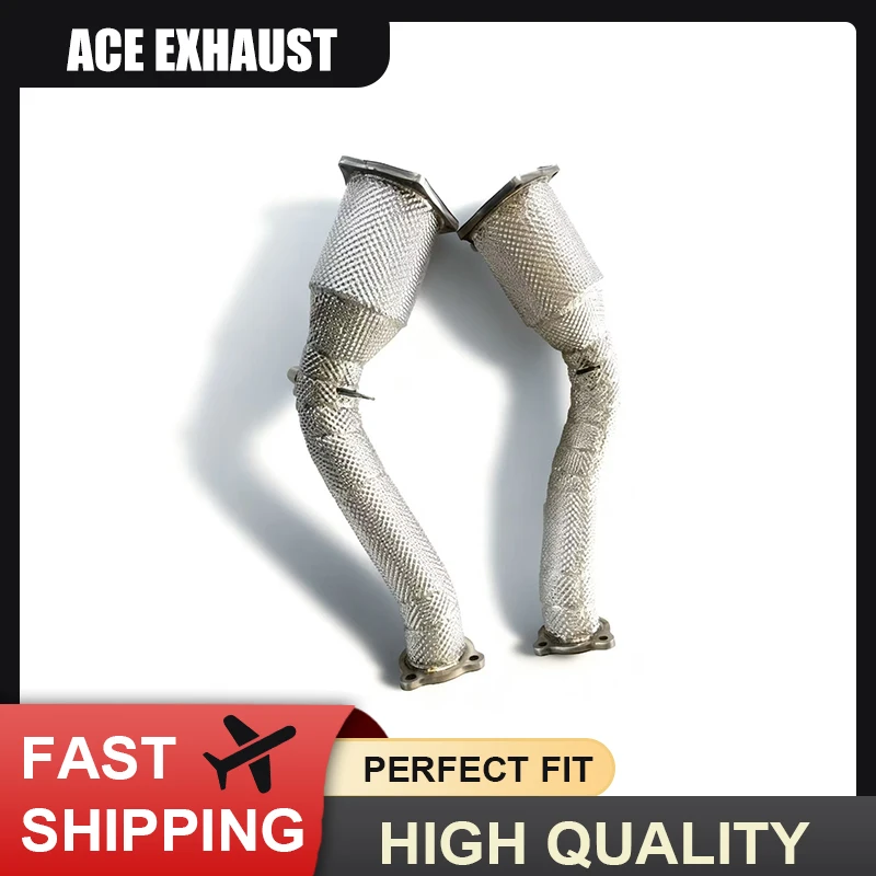 

ACE Exhaust Downpipe for Porsche Cayenne 958 958.1 958.2 Turbo 4.8T 2011-2017 SUS304 Performance Exhaust Pipe with Heat Shield
