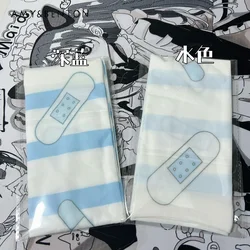 Calcetines a rayas con estampado de estilo japonés para niña, medias de terciopelo, agua, Azul, Blanco, bidimensionales, lindos calcetines hasta la rodilla, Lolita, blanco, Verano