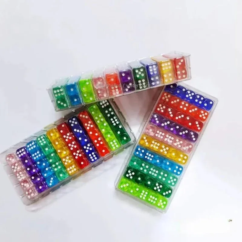 100 Pieces Colored 14mm Acrylic Dices 6-Sided Standard Game Dice Set for Board Games Math Classroom Activities And Party Favors