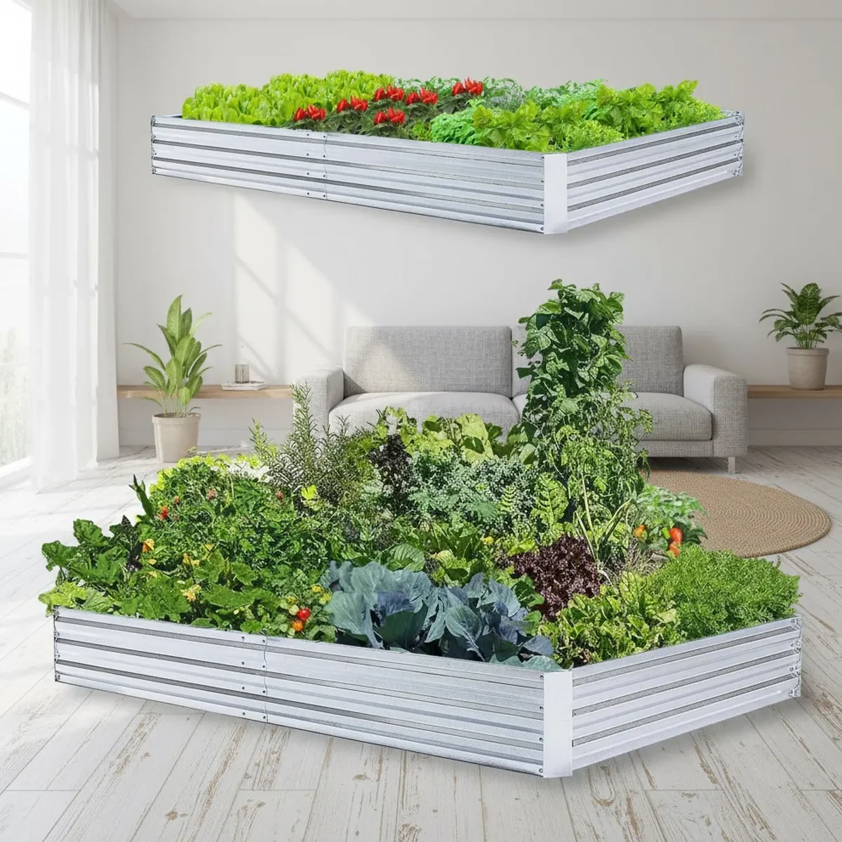 Galvanized Raised Garden Bed 8x4x1ft Heavy Duty Metal Planter No Rust Outdoor Veggie Flower Herb Grow Box