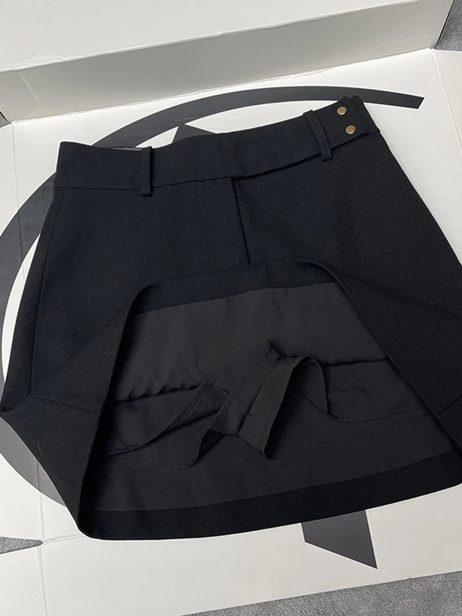 

High Waist A-Line Pants Women's Long Black Minimalist Style Small Golden Bean Versatile Skirt Pants Autumn Fashion Leg Length...
