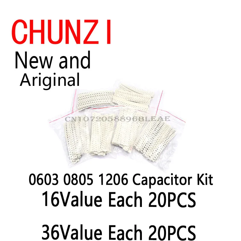

Набор SMD-конденсаторов Igmopnrq Ibuw, 320/720 шт. (16/36 номиналов*20 шт.), 0603 0805 1206, ассортимент 1 пФ~1 мкФ