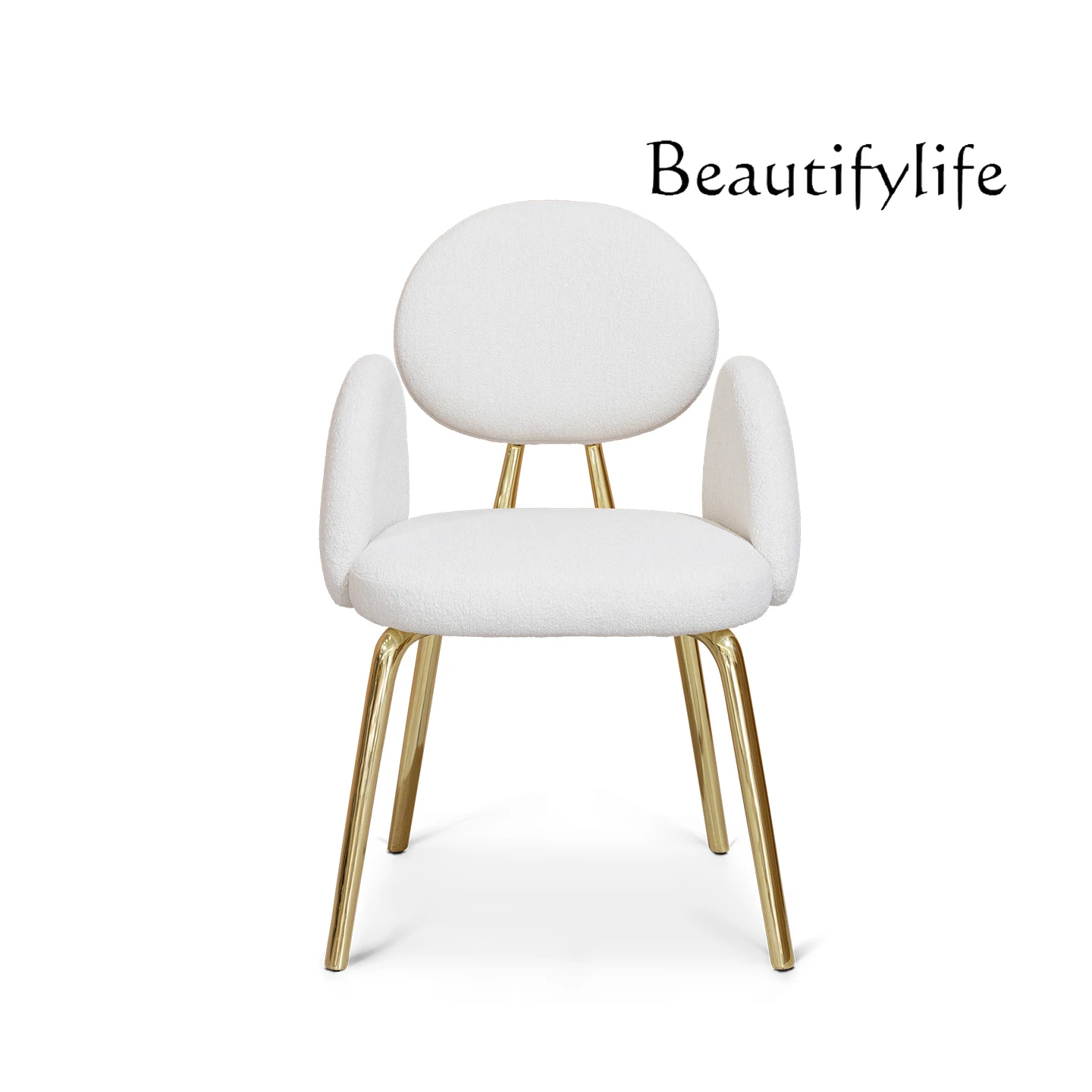 

Italian light luxury stainless steel dining chair high-end villa luxury home large flat layer designer modern simple back chair