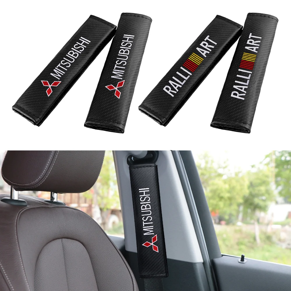

Car Seat Belt Carbon Fiber Safety Belt Shoulder Cover Breathable Protection For Mitsubishi Ralliart Outlander Lancera Asx Pajero
