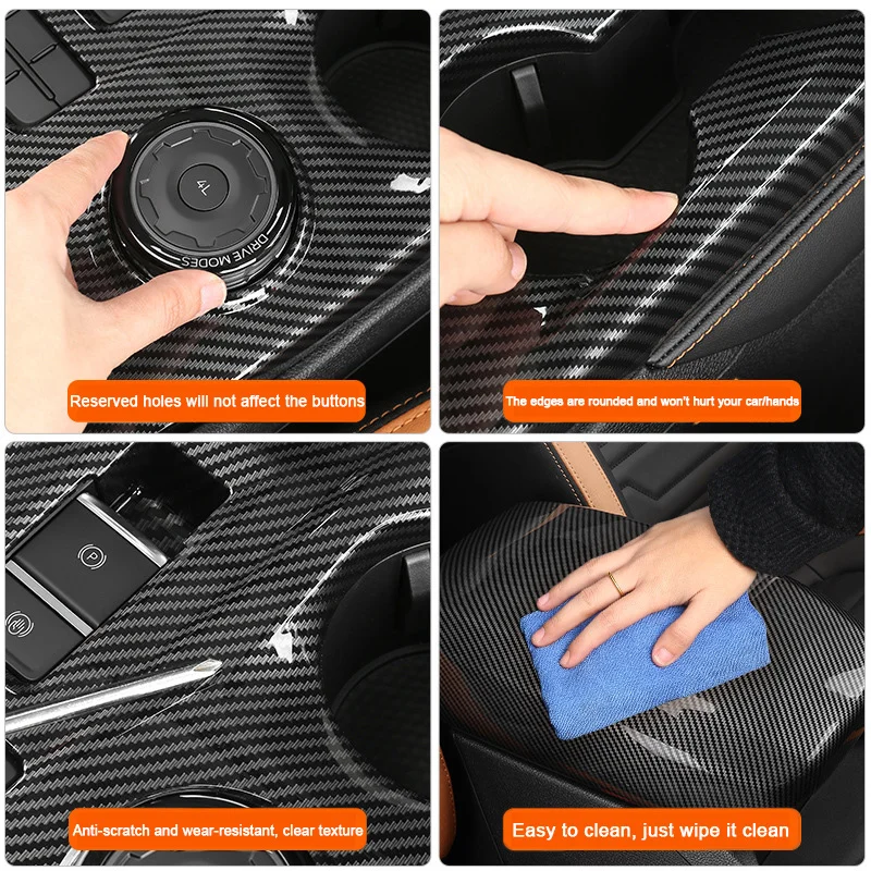 Carbon Fiber Interior Upgrade Overlay Covers For Ford Ranger Wildtrak T9 2023-2025 Rear Air outlet Center Gear Shift Panel