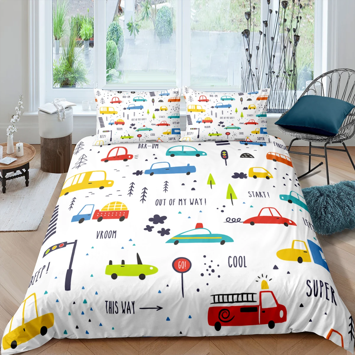 

Home Living Luxury 3D Cartoon Car Bedding Set Excavator Duvet Cover Pillowcase Queen and King EU/US/AU/UK Size Comforter Bedding