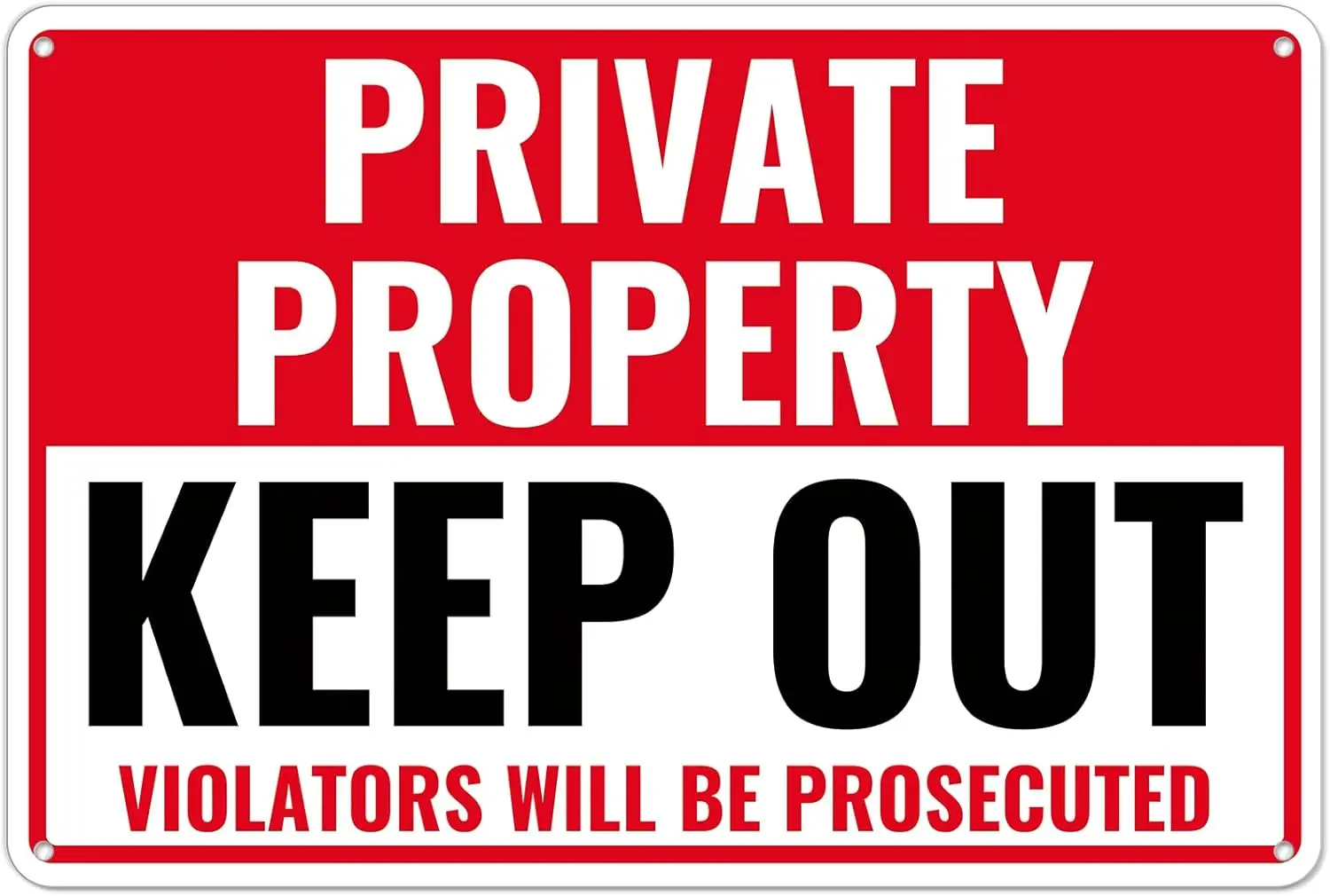 Aluminum Sign, Private Property Keep Out, Warning Video Audio Surveillance, No Trespassing Protected 24 Cameras CCTV Sticker