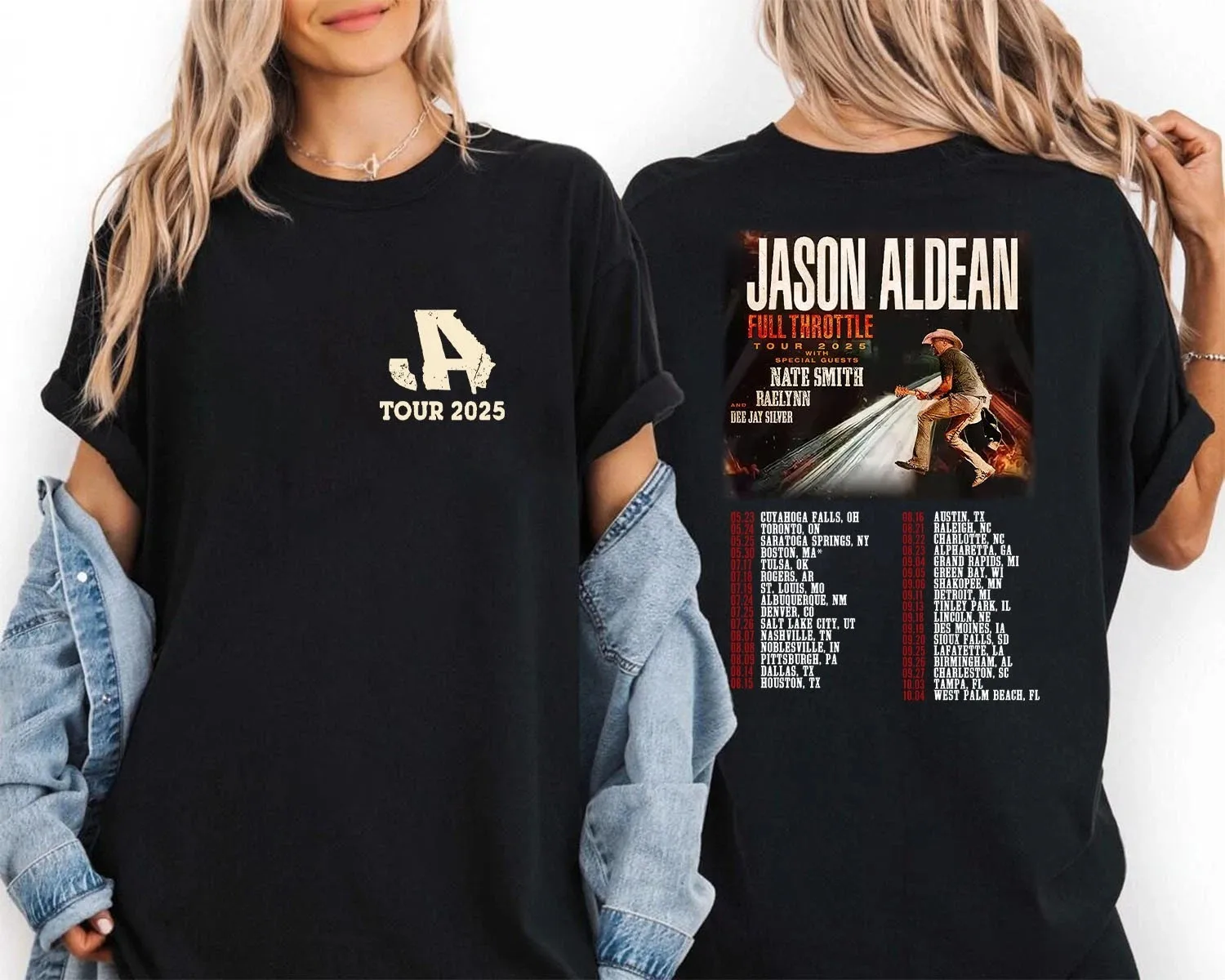 Full Throttle Tour 2025 Jason Aldean Country Music Concert Double Sided T-Shirt