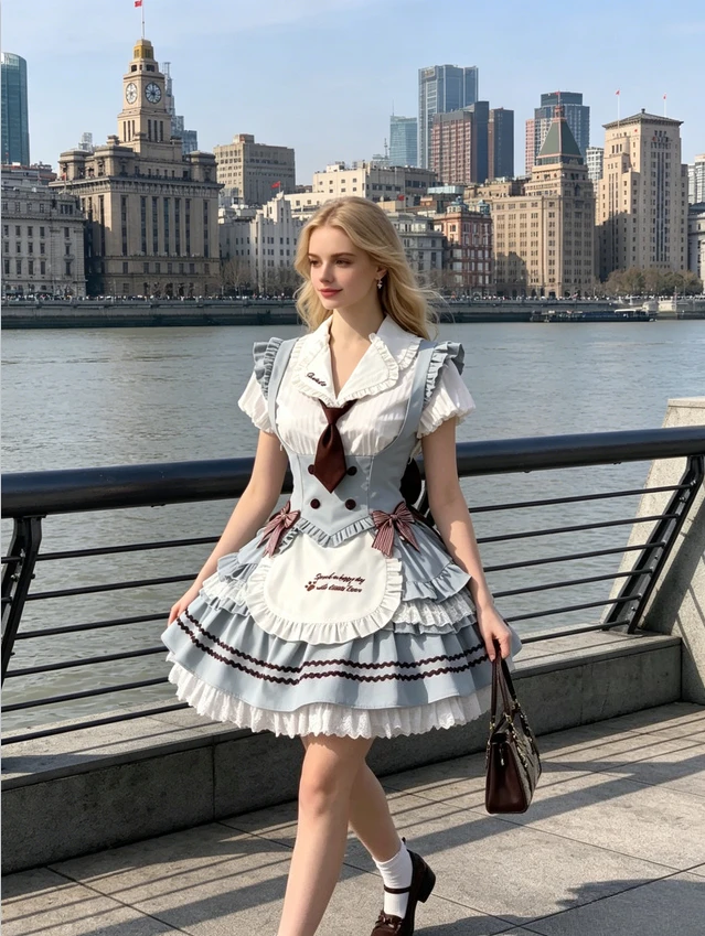 

Summer Cute College Style Sweet Lolita Suit Short Sleeve Top Waist Thin Vest Casual Skirt Three-piece Set for Women