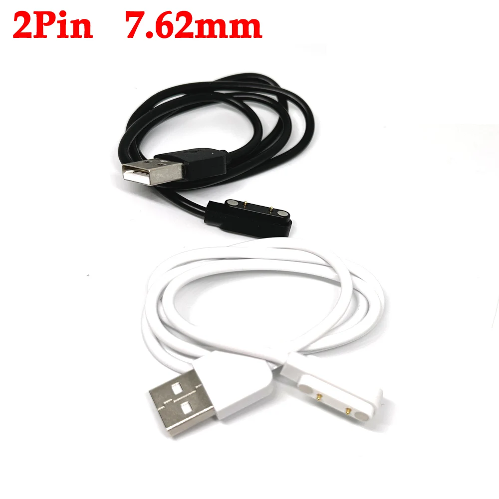 100PCS 2Pin 7.62mm Strong Magnetic Charge Cable USB Charging Line Cord Rope Black White Color for Smart Watches 99% Universal