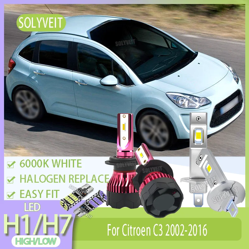 

LED H1/H7 High Low Beam Bulb Brighter than Halogen Bulb 6000k White For Citroen C3 2002 2003 2004 2005 2006 2007 2008 2009-2016