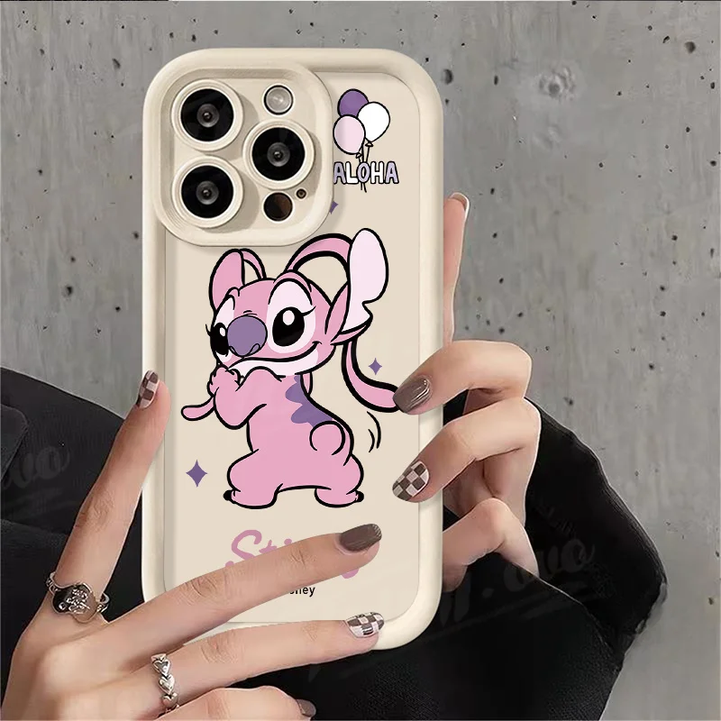 Disney Lovely Stich Angel Soft Case for Samsung Galaxy A55 A35 A25 A15 A05 A05S A24 A13 A23 A12 A22 A32 A52 A52S A72 A11 Cover