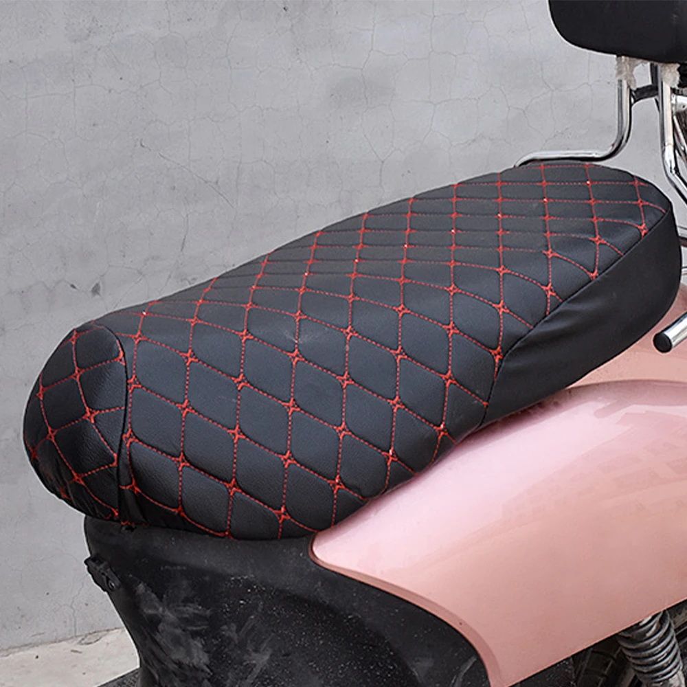 Funda de asiento de motocicleta gruesa impermeable antideslizante, protección de asiento, almohadilla de asiento de cuero de imitación 3D, cubierta