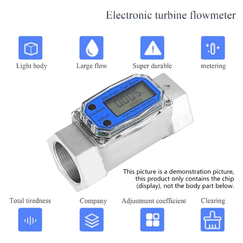 for Turbine Flow Meter Digital Oil Fuel Flow Meter Mini Pump Flow Meter Fuel Die sel Counter Meter Display chip Useful M4YD