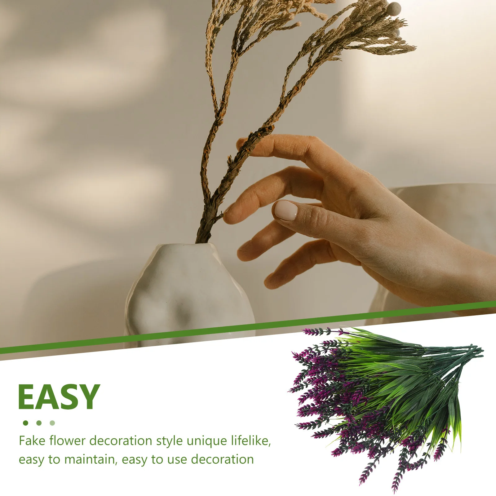 

Alipis 12pcs Artificial Lavender Bouquet Home Decor Fake Flowers for Bathroom Office Dining Table Wedding Green Grass Decoration