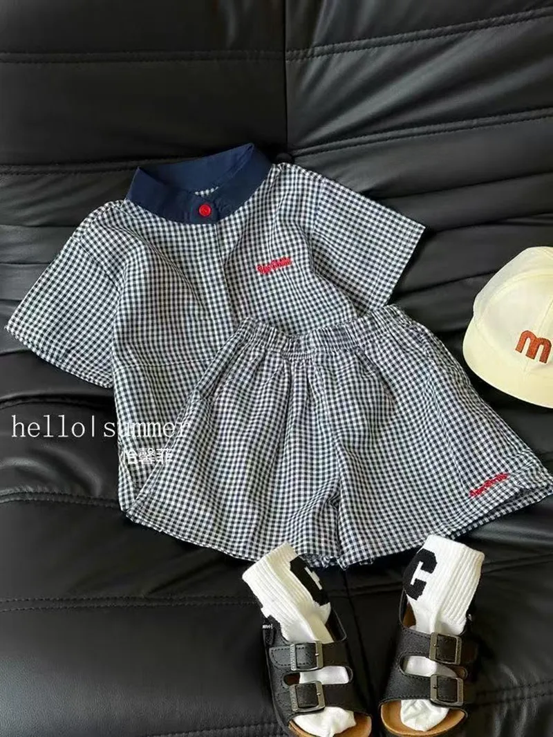 

Children's Summer Set New Boys' Fashion Embroidery Short Sleeve T-shirt+ Shorts Two Piece Set 73-120CM