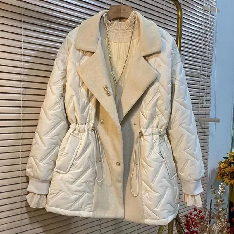 New 2023 Women Down Cotton Coat Winter Jacket Female Mid Length Version Parkas Slim Fit Large Size Outwear Leisure Time Overcoat