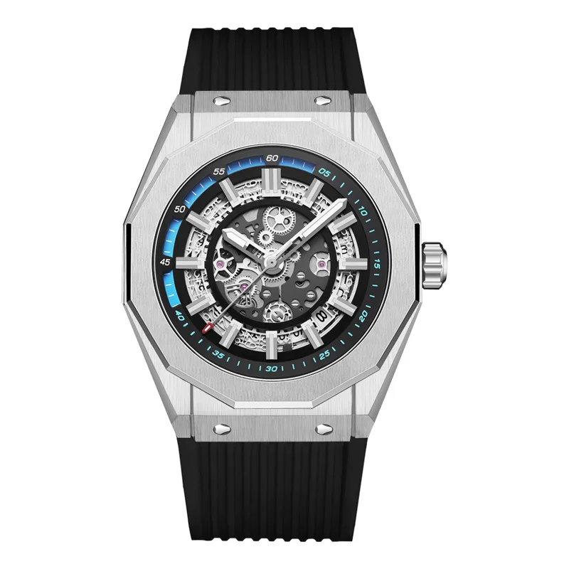 HANBORO Big Bang Series Automatic Mechanical Watch Male Tide Student Black Technology Waterproof Hollow Watch Male